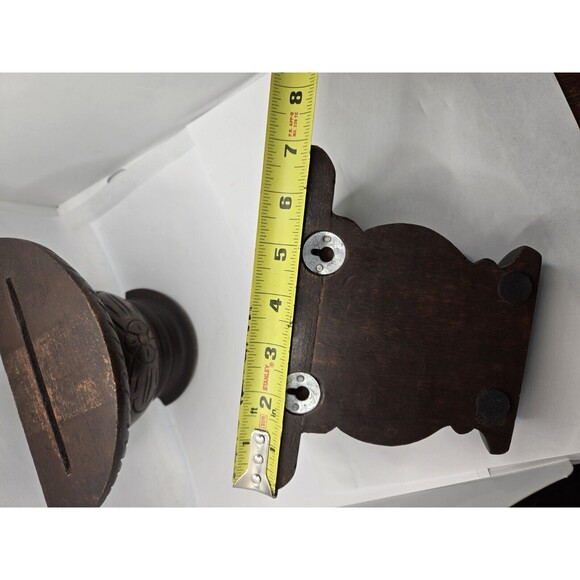 ANTIQUE HAND CARVED MAHOGANY CORBEL WALL SHELF Pair - Picture 5 of 7